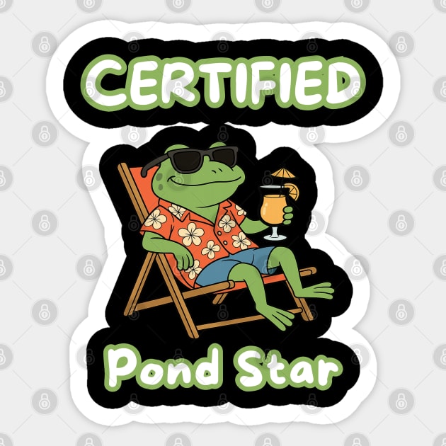 Certified Pond Star Frog Sticker by Stylecombinator